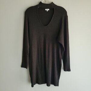 Splendid Long Sleeve Rib Knit Choker Black Top/Sweater or Dress—Size Small